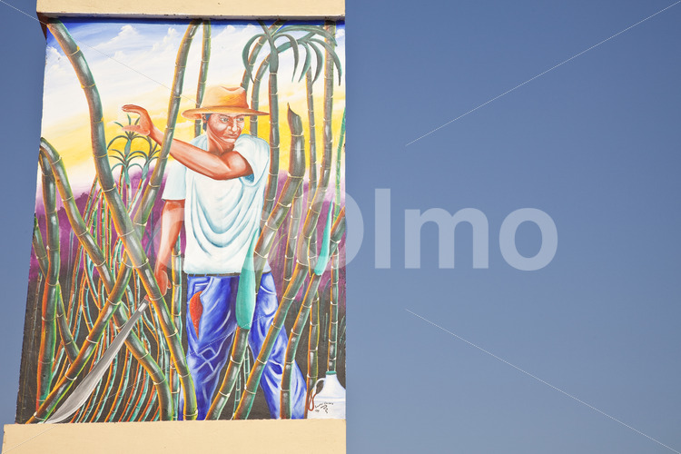 Wandgemälde Zuckerrohrbauer (Belize, BSCFA) - lobOlmo Fair-Trade-Fotoarchiv